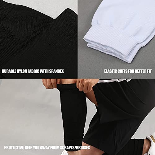 Black Football Scrunch Leg Sleeves for Men Women,Calf Leg Compression Sleeve for Kids/Adults Boys Youth Athletes Running.Elastic Soccer Basketball Leg Sleeves.Football Accessories. - color: Black