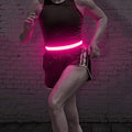 BSEEN LED Running Waist Belt - USB Rechargeable Reflective Glowing LED Waistband, Flashing Safety Light Belt for Runners, Joggers, Walkers, Pet Owners, Cyclists - color: Rose Red