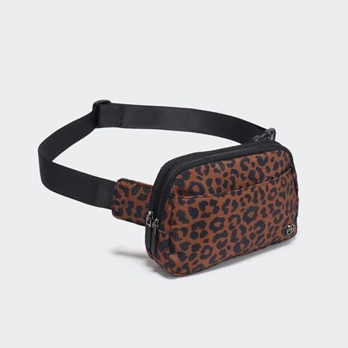 Pander Nylon Fanny Pack Belt Bag for Women with 5 Zipper Pockets - color: Midnight Leopard