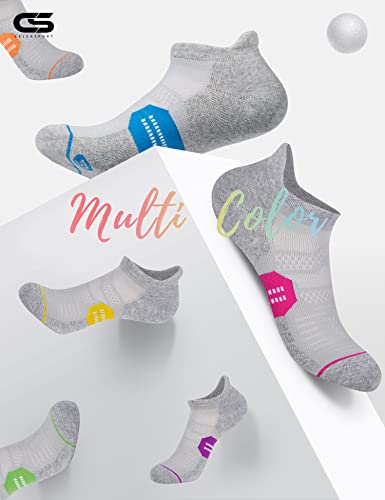 CS CELERSPORT 6 Pack Women's Ankle Running Socks Cushioned Low Cut Tab Athletic Socks - color: Grey Mixed, size: Small