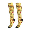 Compression Socks Knee High Support Stockings Women Men - color: Cute Hamburger Pizza