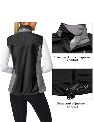 Little Donkey Andy Women's Lightweight Vest Windproof Sleeveless Jacket - color: Pure Black, size: Small