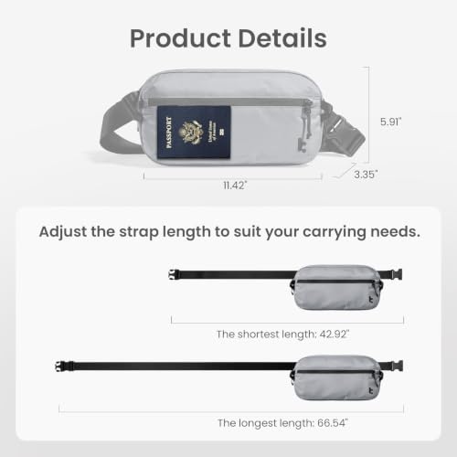 tomtoc 3.5L Sling Bag with RFID Blocking Crossbody Chest Pack for Men Women - color: Light Gray, size: 3.5L