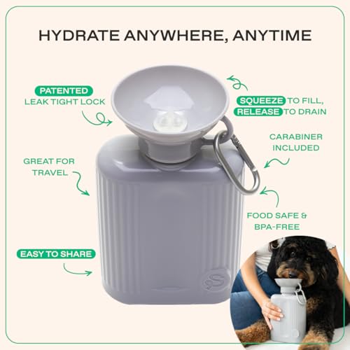 Springland 44oz Classic Portable Dog Water Bottle with Built-in Bowl, Gray - color: Gray, size: 44oz Growler