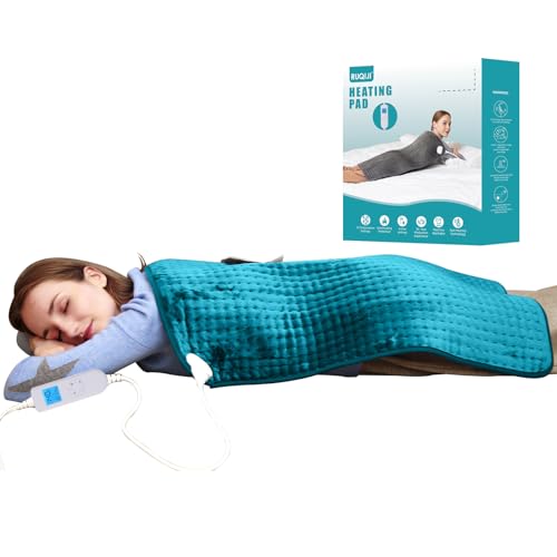 Ruqiji 17''x33'' XXXL King Size Heating Pad with 10 Temperature Settings, Pain Relief for Back/Neck/Shoulders/Menstrual Pain/Leg Cramp(Light Teal) - color: Light Teal