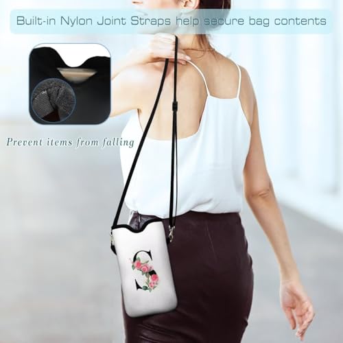 Cell Phone Sleeves Bag Case Crossbody Neoprene Holder Lanyard Phone Pouch for Women Men 7.5 X 4.5 Inches - Letter_S - color: Letter_S