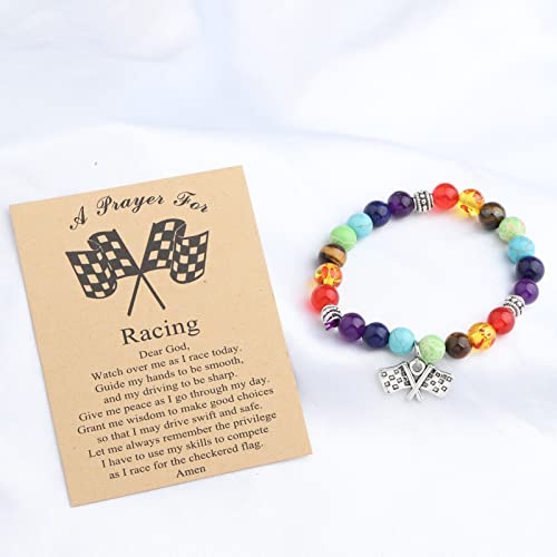 MYOSPARK Racing Gift Racing Bracelet Racing Enthusiast Gift Racing Flag Charm Jewelry Race Day Gift Drag Racing Gift - color: Racing bead BR