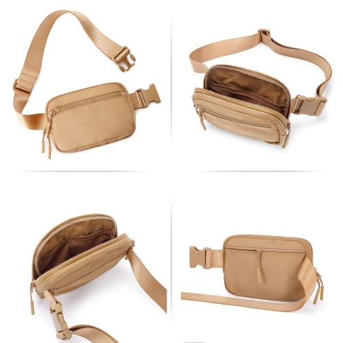WESTBRONCO Fanny Packs for Women Men, Belt Bag with 4 Zipper Pockets, Fashion Waist Packs, Lightweight Crossbody Bags with Adjustable Strap for Workout/Running/Hiking (Brown) - color: Brown