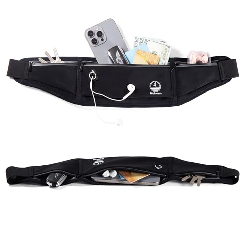 Slim Running Belt Phone Holder Fanny Packs for Women Men - Black - color: T Black