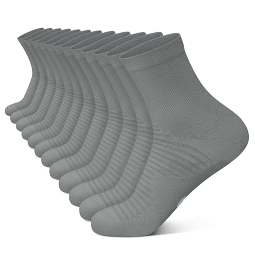 Compression Running Ankle Socks Men & Women 6 Pairs Quarter Cycling Socks - color: Gray (6 Pairs), size: Large-X-Large
