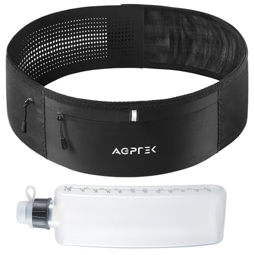 AGPTEK Slim Running Belt with Water Bottle and Phone Pocket for Women & Men - size: Large