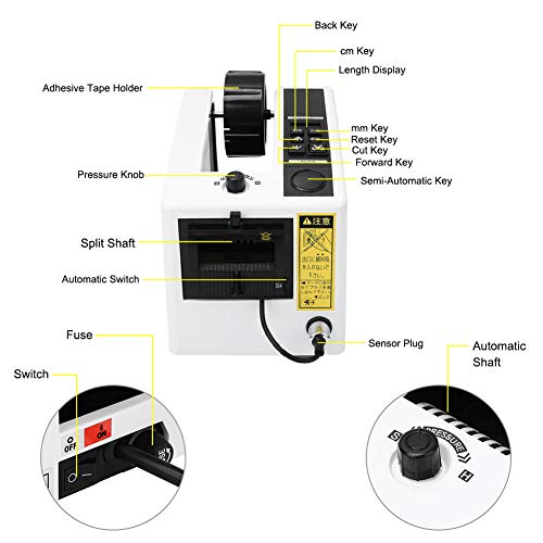 Auto Tape Dispenser, Automatic Electric Tape Cutter(US Plug 110V)
