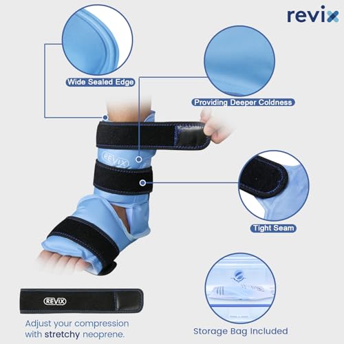 REVIX Shin Compression Sleeve for Shin Splints and Ankle Ice Pack Wrap for Foot Pain Relief