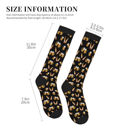 Compression Socks Knee High Circulation Support Socks For Women Men Athletic Running Hiking Travel - color: Beer Bottles