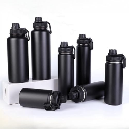 Wide Mouth Insulated Sports Water Bottle,Double wall Stainless Steel Vacuum flask with Leakproof Lid (Black, 18 Ounce) - size: 18 Ounces