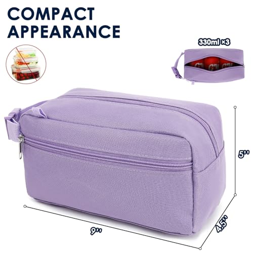 GYEUKHAM Freezable Lunch Bag,Reusable & Collapsible Mini Cooler for Adults,Insulated Lunch Box with Ice Packs,Freezable Snack Bag with Handle Buckle, On-the-Go,Purple - color: Purple+Ice pack