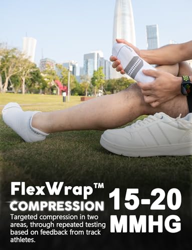 Juclise Men's No Show Compression Running Socks, Athletic Socks, 3 Pairs - color: Glacier White*3, size: Small