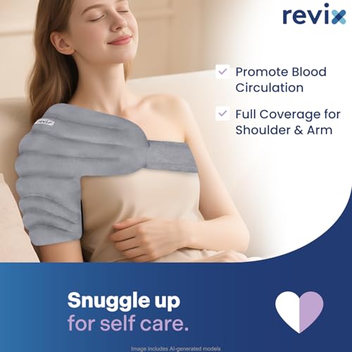 REVIX Shoulder Heating Pad Microwavable for Rotator Cuff, Moist Heat, Gray - size: XL