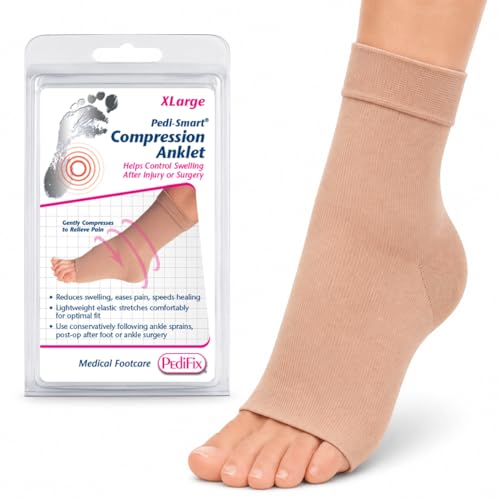 Pedifix Compression Ankle Sleeve, Foot & Ankle Support, Beige, XL, 1 Sleeve - color: Beige, size: X-Large