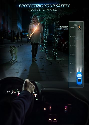 Ylzzrs LED Reflective Belt Sash Walking Gear,Safety Lights for Walkers at Night,High Visibility Safety Rechargeable Reflective Running Gear for Men Women Kids Night Dog Walking Gear - color: Orange