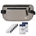 Unisex Money Belt with RFID Blocking Sleeves, Slim Passport Holder RFID Blocking Travel Essentials, Waist Pouch to Protect Cash, Light Grey & 6 Sleeves - color: Light Grey & 6 Sleeves, size: Medium