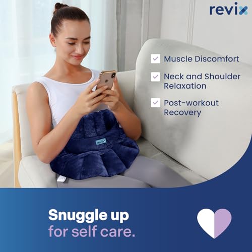 REVIX Microwave Heating Pad for Neck & Shoulders, Weighted Moist Heat Wrap - color: Navy