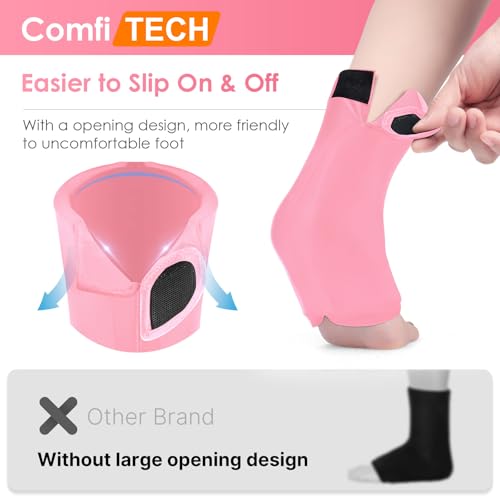 ComfiTECH Ankle Ice Pack Wrap, Large Opening for Foot & Heel, L, Pink, 2P - size: Large