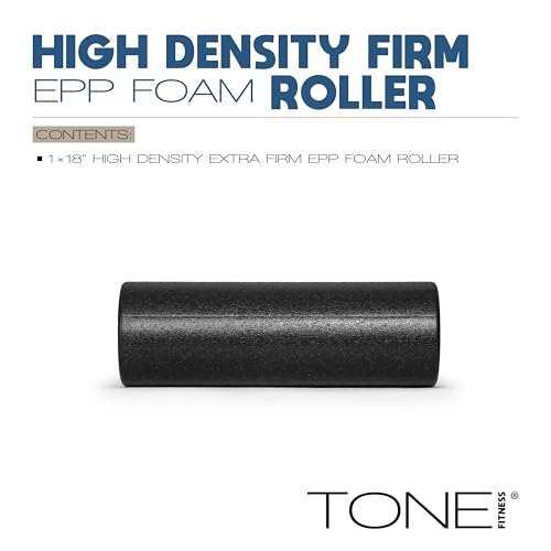 TONE Fitness Firm High-Density Foam Roller for Exercise, Massage & Recovery - color: Black, size: 18 Inch