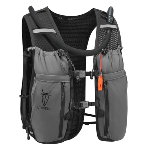 UTOBEST Running Vest Lightweight Hydration Pack 10L UTR110 - color: Gray (with 2L Bladder), size: SM (Chest Size:30-35inch)