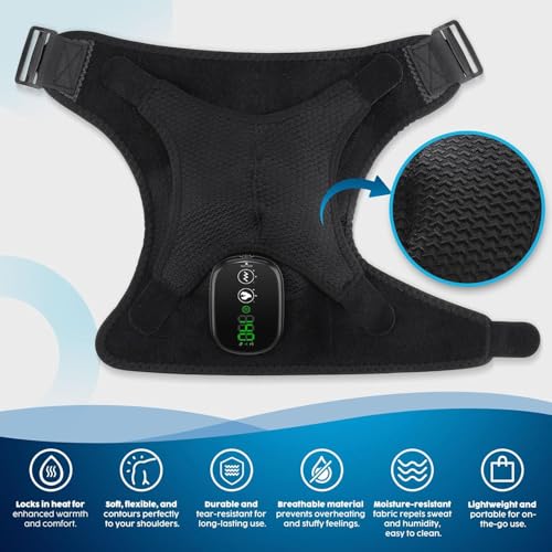 WoloyHeatie Cordless Shoulder Heating Pad with Massage, FSA Eligible Items - color: Black
