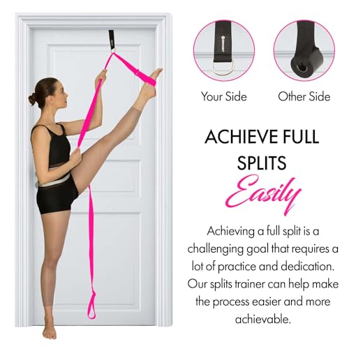 Stretching Strap with Door Anchor for Splits and Flexibility Training - color: Pink