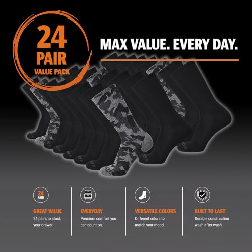 AND1 Mens Athletic Crew Socks 24 Pack Cushioned Comfort Socks - color: Grey