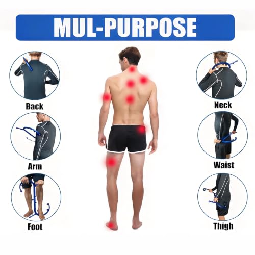 Massage Cane with 12 Massage Nodes, S-Shaped Deep Tissue Relief Tool for Muscle Knots, Neck Shoulder Back Pressure Point Stick, Myofascial Release for Full Body(Blue)