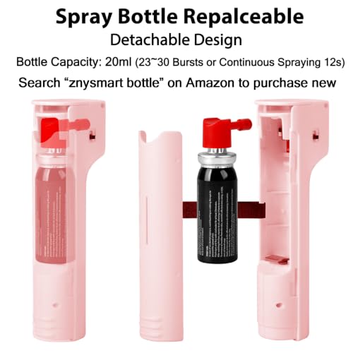 3-in-1 Pepper Spray Personal Alarm, 140dB Siren 3 Strobe, College Student Dorms Campus, Easy One Hand Operation, 12ft 25 Bursts 12 Seconds UV Marking Dye Gel, Rechargeable, Young Women Safety Keychain - color: Pink