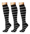 Breslatte Compression Socks for Women Men 15-20 mmHg - color: 3s8 Striped 3black, size: Small-Medium