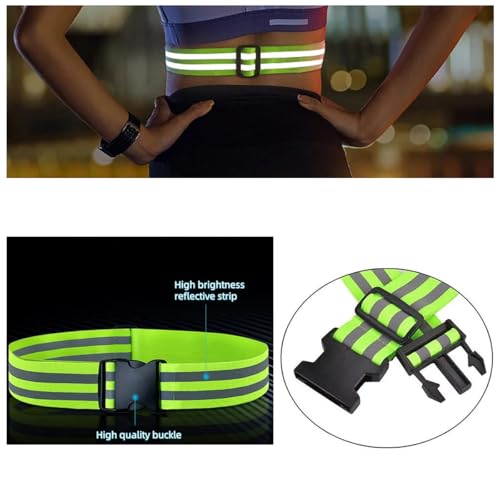 2 Pack Reflective Sash Elastic Stretchy Reflective Bands High Visibility Glow Waist Belt Reflectors Safety Waist Band Strap for Running at Night Early Morning Walking Dogs Cycling Evening Walks