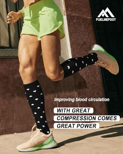 6 Pairs Compression Socks for Women & Men 15-20mmHg Knee High Socks - color: 10 - Black, size: Small-Medium