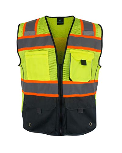 Kolossus High Visibility Safety Vest Front Pockets Silver Orange Reflective Tape for Men and Women Class 2 - size: X-Large