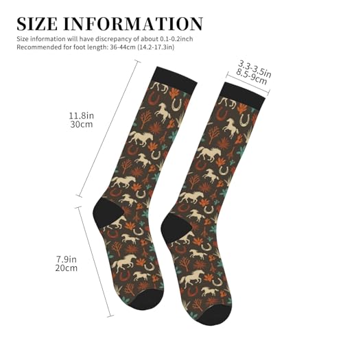 Patterned Knee High Socks for Women Men Athletic Running Travel Work - color: Western Horse