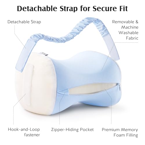 YFONG Knee Pillow for Side Sleepers, Breathable Memory Foam Leg Pillow Blue