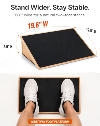 StrongTek Wooden Slant Board for Squats, 19.6-Inch Wide, 25° Incline