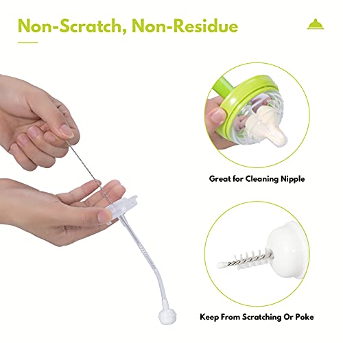 Baby Bottle Brush Kit (Green), Sponge Heads, Straw Cleaners, Compact Tool