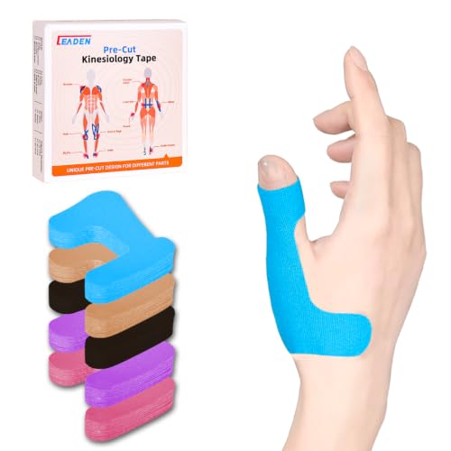 Precut Kinesiology Tape for Thumb, Right Hand, 40 Pcs, Blue - color: Blue, size: Right Hand