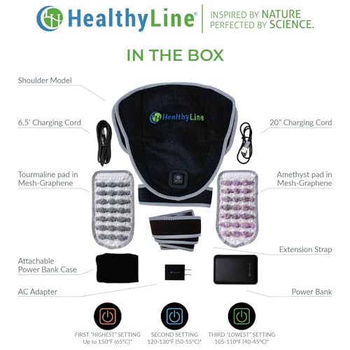 HealthyLine Portable Shoulder Heating Pad, Amethyst & Tourmaline
