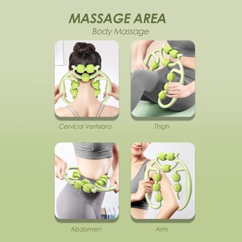 9 Wheels Muscle Roller, Leg Massager Muscle Relaxation Stretching Roller Foam Roller Deep Tissue Massager for Thigh Arms Leg Waist(Green) - color: Green