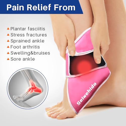 Ankle Ice Pack Wrap, Gel Hot Cold Compress for Heel Swelling Pain Relief - color: Pink-1 Pack, size: Standard
