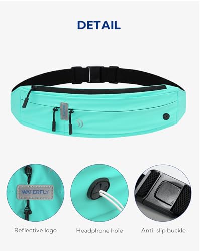 WATERFLY Running Belt Fanny Pack:Phone Holder Belt for Men Women - color: Mint Green