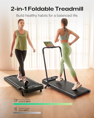UREVO Strol 2E Pro Smart Walking Pad Treadmill with APP, 12% Incline, Compact Walking Pad with Safety Handle, Plug & Play, Desk Treadmill with LED Display, Walking & Running for Home Office - color: Black