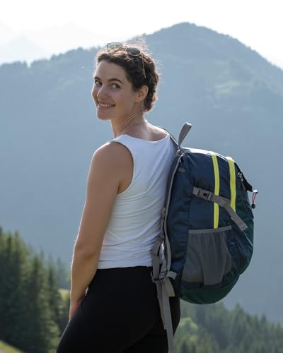 WATERFLY Lightweight Packable Hiking Backpack, 30L Day Pack - color: Green & Yellow