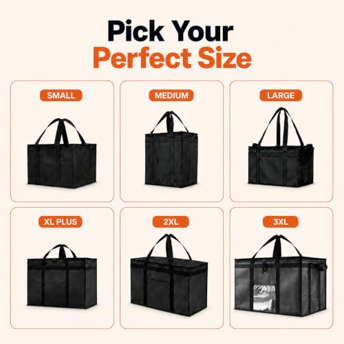 NZ home Insulated Food Delivery Bag, Grocery Cooler & Catering Tote - color: Black, size: Large